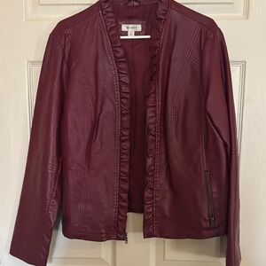Women's Burgundy Leather Jacket